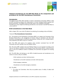 Amendments for EGP Rule Book on the Amendments Committee