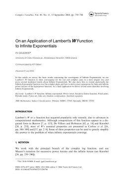 On an Application of Lambert`s W Function to Infinite Exponentials