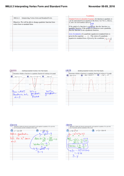 M6L6.3 Interpreting Vertex Form and Standard Form