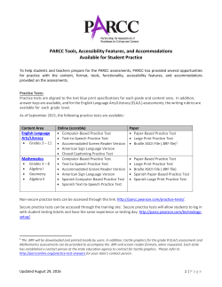 PARCC Tools, Accessibility Features, and