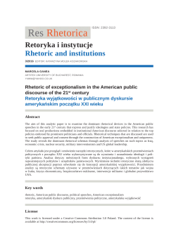 Retoryka i instytucje Rhetoric and institutions