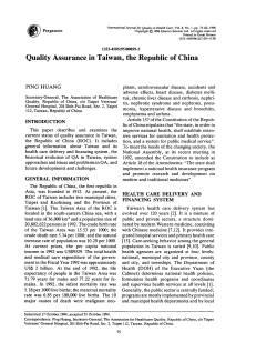 Quality Assurance in Taiwan, the Republic of China