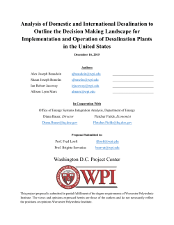 Analysis of Domestic and International Desalination to Outline the