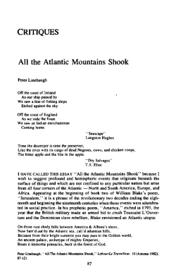 CRITIQUES All the Atlantic Mountains Shook