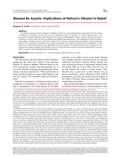 Blessed Be Assyria: Implications of Nahum`s Allusion to Babel1