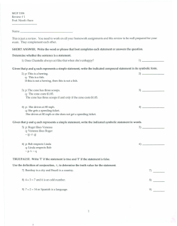 MGF 1106 Review # 1 Prof. Nicoli-Sueo