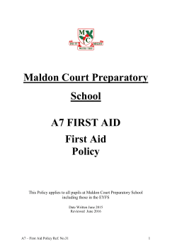 First Aid Policy - Maldon Court Preparatory School