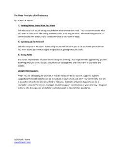 The Three Principles of Self-Advocacy