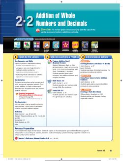 Addition of Whole Numbers and Decimals