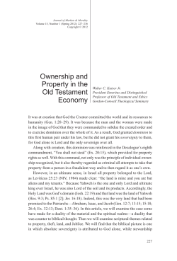 Ownership and Property in the Old Testament Economy