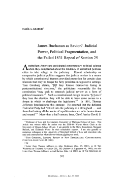 James Buchanan as Savior? Judicial Power, Political Fragmentation