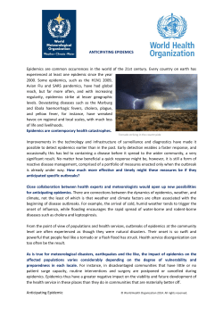 Anticipating Epidemic ANTICIPATING EPIDEMICS Epidemics are