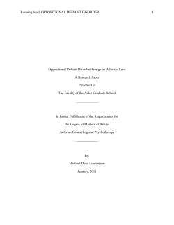 Oppositional Defiant Disorder through an Adlerian Lens