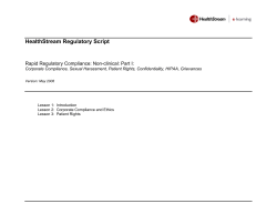 Rapid Regulatory Compliance: Non-clinical: Part I