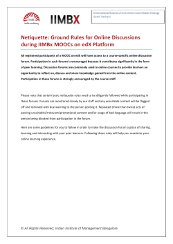 Netiquette: Ground Rules for Online Discussions during IIMBx MOOCs