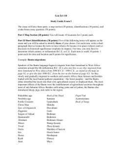 Gen Ed 110 Study Guide Exam I The exam will have