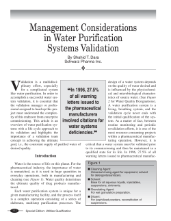 Management Considerations in Water Purification