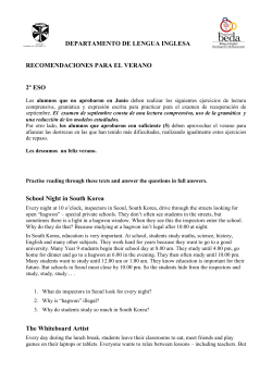 Tarea de Verano Inglés 2º ESO