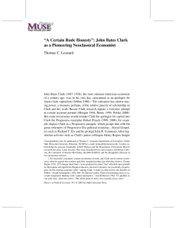 &ldquo;A Certain Rude Honesty&rdquo;: John Bates Clark as a Pioneering