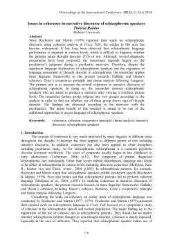 Issues in coherence in narrative discourse of schizophrenic