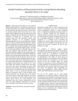 Familial Tendency of Rheumatoid Arthritis among Patients