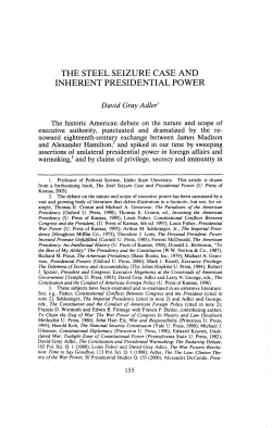 THE STEEL SEIZURE CASE AND INHERENT PRESIDENTIAL