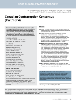 Canadian Contraception Consensus (Part 1 of 4)