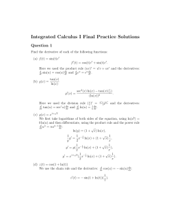Integrated Calculus I Final Practice Solutions