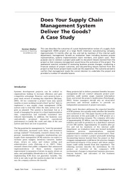 Does Your Supply Chain Management System Deliver The Goods? A Case