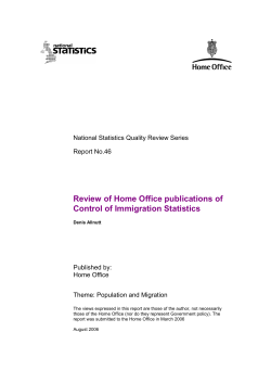 Review of Home Office publications of Control of Immigration Statistics