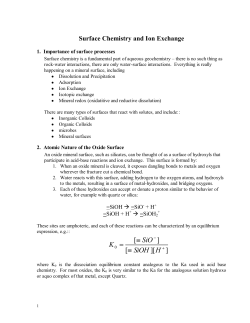 Surface chemistry and ion exchange