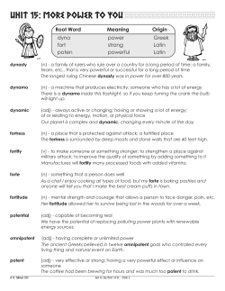 Unit 15: More Power to You