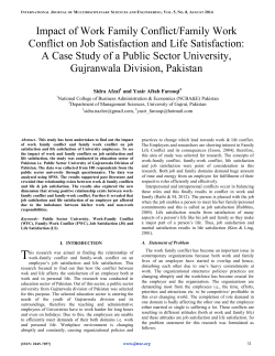 Impact of Work Family Conflict/Family Work Conflict on Job