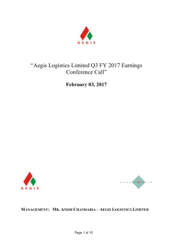 Aegis Logistics Q3 FY17 Earnings Call Transcript