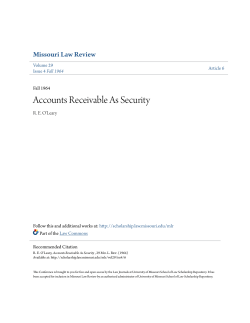 Accounts Receivable As Security - University of Missouri School of