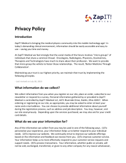 Privacy Policy - ZapIT Medical