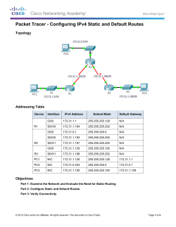 Packet Tracer - Configuring IPv4 Static and Default Routes Instructions
