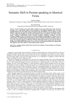 Semantic Skill in Persian-speaking in Identical Twins
