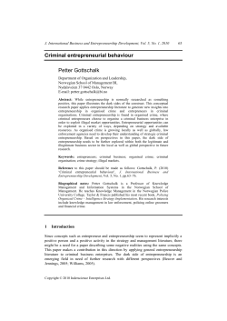 Criminal entrepreneurial behaviour Petter Gottschalk