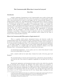 The Commonwealth: What does it mean for Lawyers?, Article by Dr