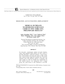 medical outreach to homeless substance users in new york city