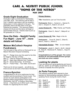 May Newsletter and Calendar - Carl A. Nesbitt Public School