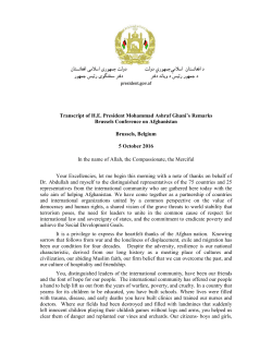 H.E. President Mohammad Ashraf Ghani`s Remarks, Brussels