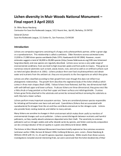 Lichen diversity in Muir Woods National Monument