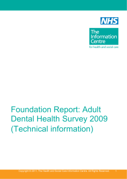 Adult Dental Health Survey 2009: Foundation Report