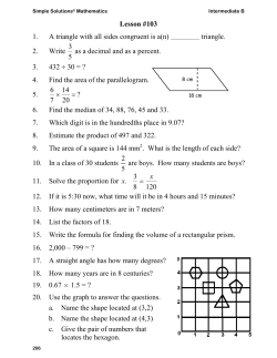 Lesson #103 1. A triangle with all sides congruent is a(n) triangle. 2