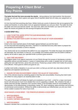 Preparing A Client Brief &ndash; Key Points