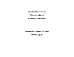 MYP Mathematics - Ramallah Friends School