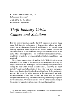Thrift Industry Crisis: Causes and Solutions