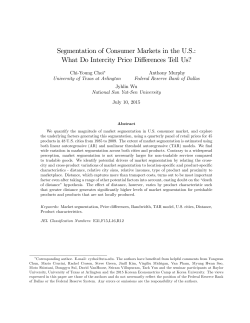 Segmentation of Consumer Markets in the U.S.: What Do Intercity
